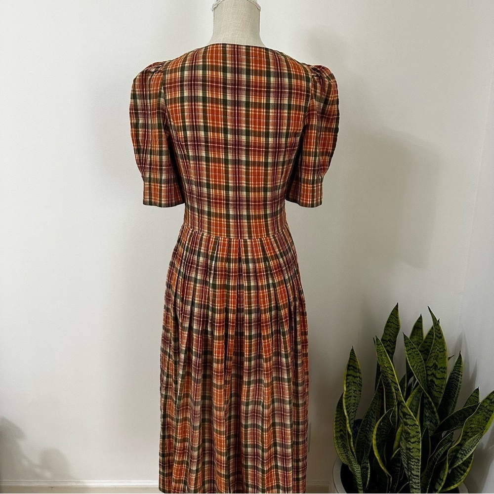 Vintage Linzner German Plaid Button Down Dress With Pockets UK Size 36 - Picture 3 of 13